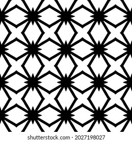 Seamless vector pattern in geometric ornamental style. Black and white pattern.