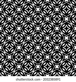 Patrón vectorial sin foco en estilo ornamental geométrico. Patrón blanco y negro.