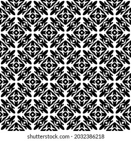 Seamless vector pattern in geometric ornamental style. Black and white pattern.