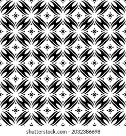 Seamless vector pattern in geometric ornamental style. Black and white pattern.