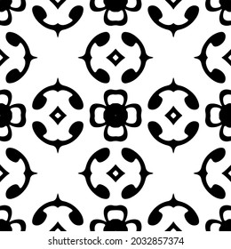 
Seamless vector pattern in geometric ornamental style. Black  ornament.