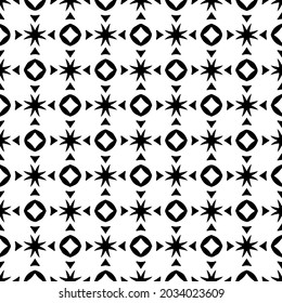 Seamless vector pattern in geometric ornamental style. Black and white pattern.