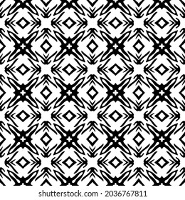 Seamless vector pattern in geometric ornamental style. Black  ornament.