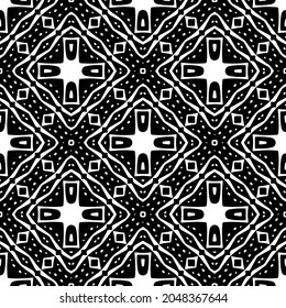 Seamless vector pattern in geometric ornamental style. Black  ornament.