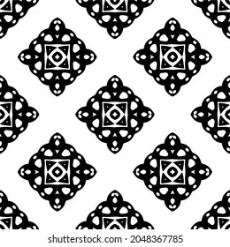 Seamless vector pattern in geometric ornamental style. Black  ornament.