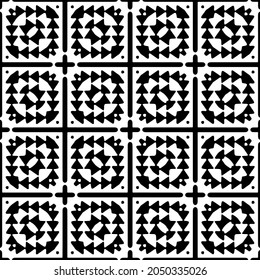 Patrón vectorial sin foco en estilo ornamental geométrico. Patrón negro.

