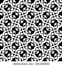 Seamless vector pattern in geometric ornamental style. Black  pattern.