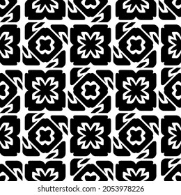 Patrón vectorial sin foco en estilo ornamental geométrico. Patrón negro.