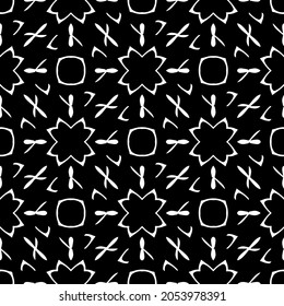 Seamless vector pattern in geometric ornamental style. Black  pattern.