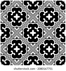 
Seamless vector pattern in geometric ornamental style. Black  pattern.Design element for prints, backgrounds, template, web pages and textile pattern. Geometric art.