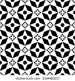 Seamless vector pattern in geometric ornamental style. black and white pattern.Design element for prints, backgrounds, template, web pages and textile pattern. Geometric art.