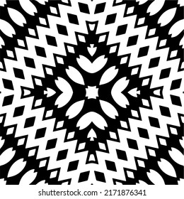 Seamless vector pattern in geometric ornamental style. Black  pattern.