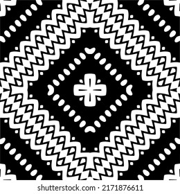 Seamless vector pattern in geometric ornamental style. Black  pattern.