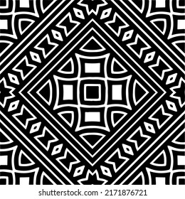 Seamless vector pattern in geometric ornamental style. Black  pattern.