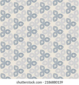 Seamless vector pattern in geometric ornamental style blue with grey background.