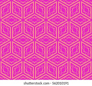 seamless vector pattern of geometric shape. for wallpaper, banner, fabric, textile, decor. yellow, pink color