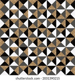Seamless vector pattern of geometric shapes. Triangles with the effect of sand, lightning, marble and concrete. Suitable for printing on paper, textiles, carpets and more.
