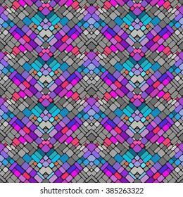 seamless vector pattern with geometric shapes squares. in a mosaic style tiles. stained glass pattern