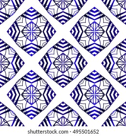 seamless vector pattern of geometric shapes. blue gradient. vector illustration