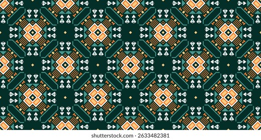 Seamless vector pattern in geometric style. Background with decorative ethnic figures for printing on textile, paper, fabric, wallpaper and other surfaces.