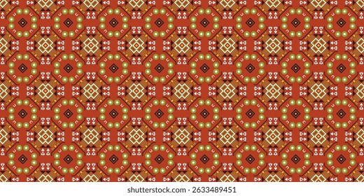 Seamless vector pattern in geometric style. Background with decorative ethnic figures for printing on textile, paper, fabric, wallpaper and other surfaces.