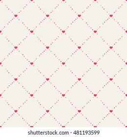 Seamless vector pattern geometric tiles with small hearts