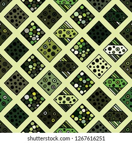 Seamless vector pattern. geometrical background with hand drawn decorative tribal elements. Print with ethnic, folk, traditional motifs. Graphic illustration for wrapping, wallpaper, fabric, packing