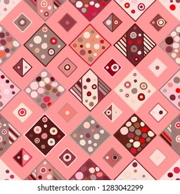 Seamless vector pattern. geometrical background with hand drawn decorative tribal elements. Print with ethnic, folk, traditional motifs. Graphic illustration for wrapping, wallpaper, fabric, packing