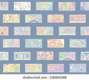 Seamless vector pattern. geometrical background with hand drawn decorative tribal elements. Print with ethnic, folk, traditional motifs. Graphic illustration for wrapping, wallpaper, fabric, packing