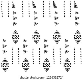 Seamless vector pattern. geometrical background with hand drawn decorative tribal elements. Print with ethnic, folk, traditional motifs. Graphic illustration for wrapping, wallpaper, fabric, packing