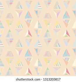 Seamless vector pattern. geometrical background with hand drawn decorative tribal elements. Print with ethnic, folk, traditional motifs. Graphic illustration for wrapping, wallpaper, fabric, packing