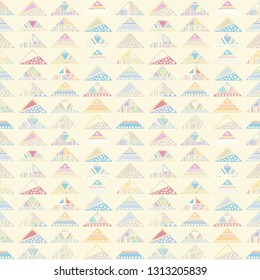 Seamless vector pattern. geometrical background with hand drawn decorative tribal elements. Print with ethnic, folk, traditional motifs. Graphic illustration for wrapping, wallpaper, fabric, packing