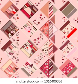 Seamless vector pattern. geometrical background with hand drawn decorative tribal elements. Print with ethnic, folk, traditional motifs. Graphic geometric illustration for wrapping, wallpaper, fabric