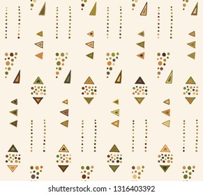 Seamless vector pattern. geometrical background with hand drawn decorative tribal elements. Print with ethnic, folk, traditional motifs. Graphic geometric illustration for wrapping, wallpaper, fabric
