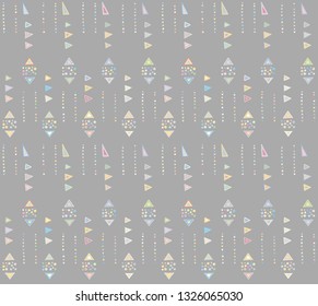 Seamless vector pattern. geometrical background with hand drawn decorative tribal elements. Print with ethnic, folk, traditional motifs. Graphic geometric illustration for wrapping, wallpaper, fabric