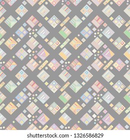 Seamless vector pattern. geometrical background with hand drawn decorative tribal elements. Print with ethnic, folk, traditional motifs. Graphic geometric illustration for wrapping, wallpaper, fabric