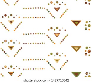 Seamless vector pattern. geometrical background with hand drawn decorative tribal elements. Print with ethnic, folk, traditional motifs. Graphic geometric illustration for wrapping, wallpaper, fabric