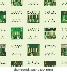 Seamless vector pattern. geometrical background with hand drawn decorative tribal elements. Print with ethnic, folk, traditional motifs. Graphic geometric illustration for wrapping, wallpaper, fabric