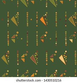 Seamless vector pattern. geometrical background with hand drawn decorative tribal elements. Print with ethnic, folk, traditional motifs. Graphic geometric illustration for wrapping, wallpaper, fabric