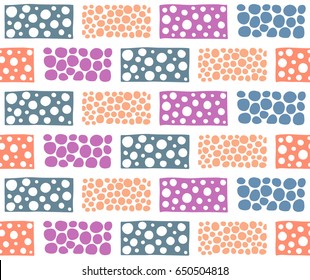 Seamless vector pattern. Geometrical background with hand drawn decorative tribal elements in vintage colors. Print with ethnic, folk, traditional motifs. Graphic vector illustration.
