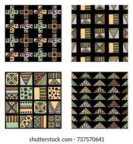 Seamless vector pattern. geometrical background with hand drawn decorative tribal elements, brown colors. Print with ethnic, folk, traditional motifs. Graphic vector illustration.