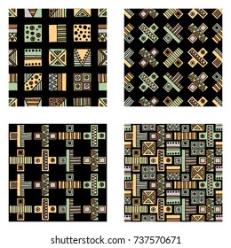 Seamless vector pattern. geometrical background with hand drawn decorative tribal elements, brown colors. Print with ethnic, folk, traditional motifs. Graphic vector illustration.