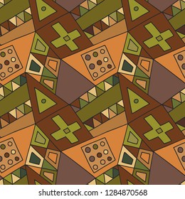 Seamless vector pattern. geometrical hand drawn background with etnic elements. Print for background, wallpaper, packaging, wrapping, fabric. Tribal grafhic design