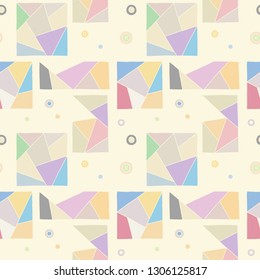 Seamless vector pattern. geometrical hand drawn background with rectangles, squares, triangles, dots, lines. Print for wallpaper, packaging, wrapping, fabric. Line drawing, graphic abstract design