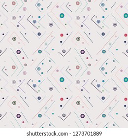 Seamless vector pattern. geometrical vintage hand drawn background with lines, dots. Print for decorative wallpaper, packaging, wrapping, fabric. Line drawing, graphic retro design