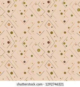 Seamless vector pattern. geometrical vintage hand drawn background with lines, dots. Print for decorative wallpaper, packaging, wrapping, fabric. Line drawing, graphic retro design
