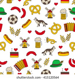 Seamless vector pattern of the Germanic icons on a white background. Wrapping paper.