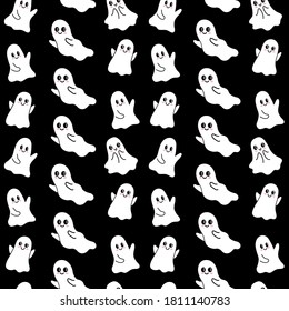 Seamless vector pattern with ghost. design of wrapping paper, textile, print. Doodle style.