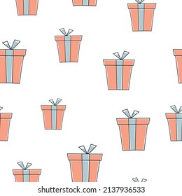 Seamless vector pattern with gift boxes. Suitable for wallpaper, textiles, cover, gift wrapping, 