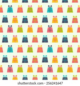 Seamless vector pattern with gift boxes.